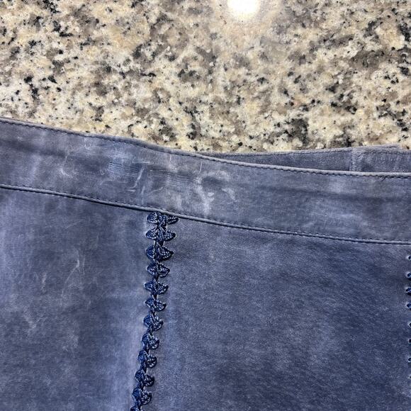 Jon Lawrence Vintage Leather Patchwork Skirt Women 20W Blue Leather 90s Western - Picture 9 of 11